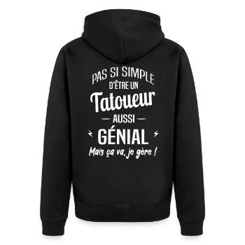 Tatoueur - Veste à capuche bio Premium Unisexe - noir - Dos - Nico (187cm)