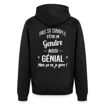 Gendre - Veste à capuche bio Premium Unisexe - noir - Dos - Nico (187cm)