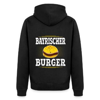 Bayrischer Burger Leberkäse Semmel Leberkas - Unisex Premium Bio Zip Hoodie - Schwarz - Hinten - Nico (187cm)