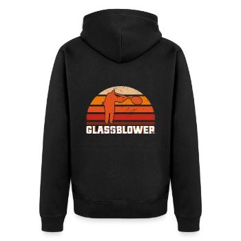Glasarbeiter Glasblasen Glasbläserei Geschenk - Unisex Premium Bio Zip Hoodie - Schwarz - Hinten - Nico (187cm)