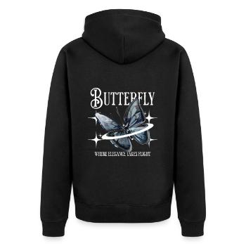 Papillon où l’élégance prend son envol - Veste à capuche bio Premium Unisexe - noir - Dos - Nico (187cm)