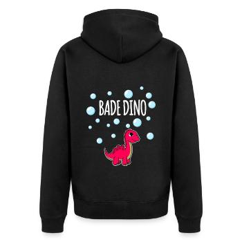 Bath Dino Baby Bronto - Unisex Premium Organic Zip Hoodie - black - Back - Nico (187cm)