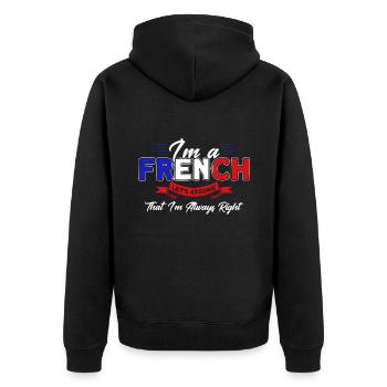 French Flag French Roots Gift - Unisex Premium Organic Zip Hoodie - black - Back - Nico (187cm)