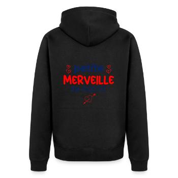 Petite merveille en route idée cadeau future maman - Veste à capuche bio Premium Unisexe - noir - Dos - Nico (187cm)