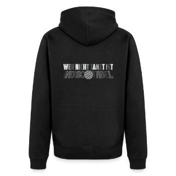 Wer nicht tanzt ist indiscotabel - Unisex Premium Bio Zip Hoodie - Schwarz - Hinten - Nico (187cm)