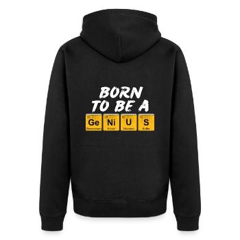 Inscription with the names of the elements "Born To Be A Genius" - Unisex Premium Organic Zip Hoodie - black - Back - Nico (187cm)