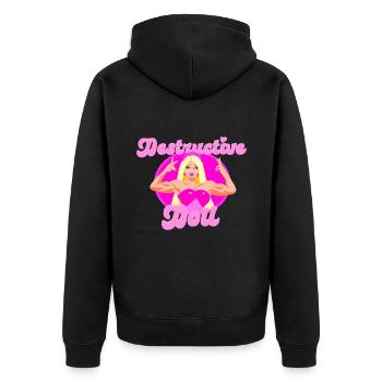 Fitnessstudio BADDIE Puppe - Unisex Premium Bio Zip Hoodie - Schwarz - Hinten - Nico (187cm)