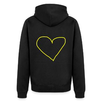 Herz gelb Herzchen Geschenkidee - Unisex Premium Bio Zip Hoodie - Schwarz - Hinten - Nico (187cm)