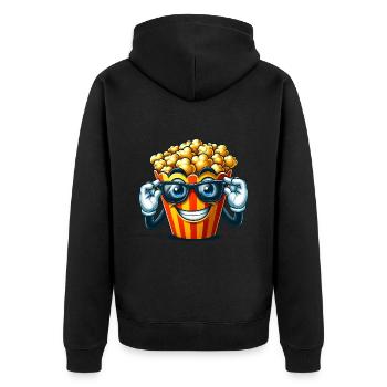 Cooles Popcorn Comic Sonnenbrille Kino - Unisex Premium Bio Zip Hoodie - Schwarz - Hinten - Nico (187cm)