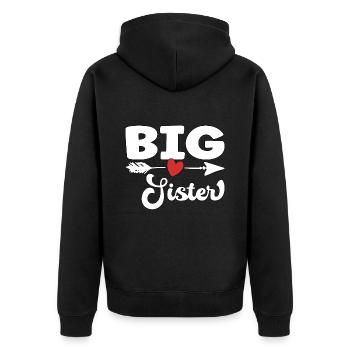 Big Sister - große Schwester - Unisex Premium Organic Zip Hoodie - black - Back - Nico (187cm)