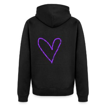 Herz lila Geschenkidee violett Liebe verliebt - Unisex Premium Bio Zip Hoodie - Schwarz - Hinten - Nico (187cm)