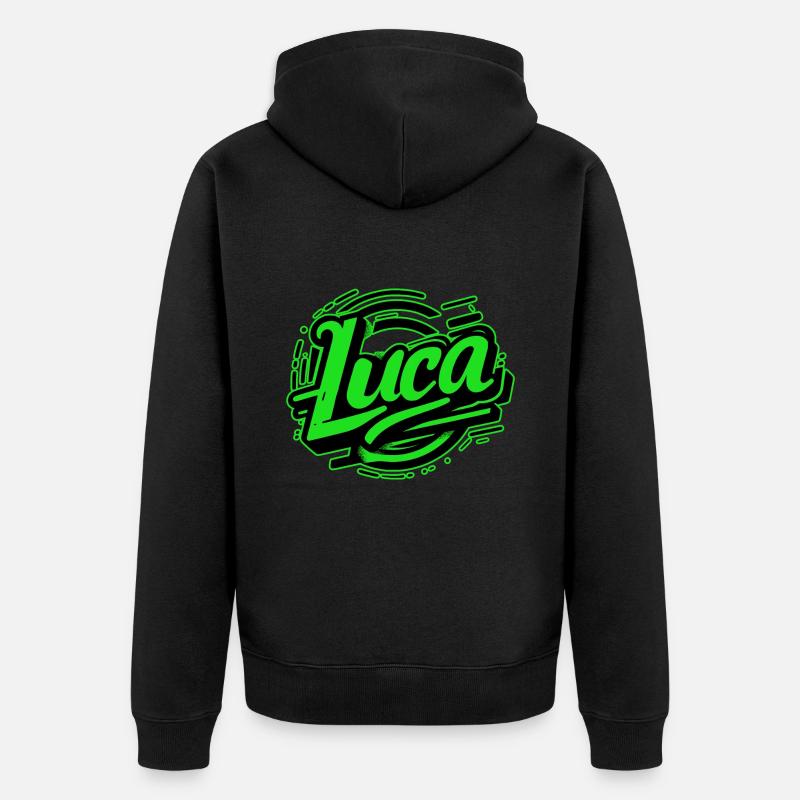 Luca Nom Graffiti vert - Veste à capuche bio Premium Unisexe - noir