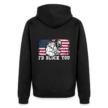 American Football Football Spieler American Footba - Unisex Premium Bio Zip Hoodie - Schwarz - Hinten - Nico (187cm)