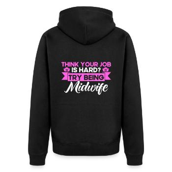 Sage-femme LD Travail Obstétricien Cadeau - Veste à capuche bio Premium Unisexe - noir - Dos - Nico (187cm)
