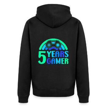 5ème anniversaire garçon 5 ans contrôleur gaming - Veste à capuche bio Premium Unisexe - noir - Dos - Nico (187cm)