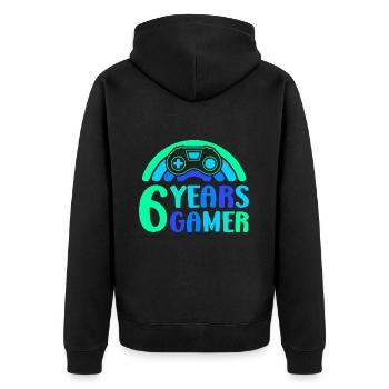 6ème anniversaire garçon 6 ans contrôleur de jeu - Veste à capuche bio Premium Unisexe - noir - Dos - Nico (187cm)