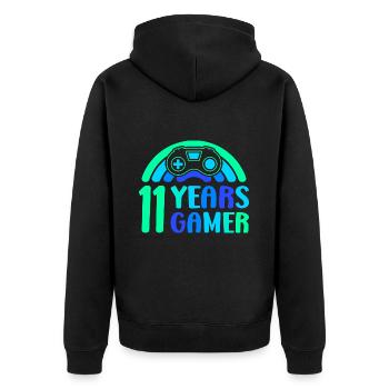 11e anniversaire garçon 11 ans contrôleur de jeu - Veste à capuche bio Premium Unisexe - noir - Dos - Nico (187cm)