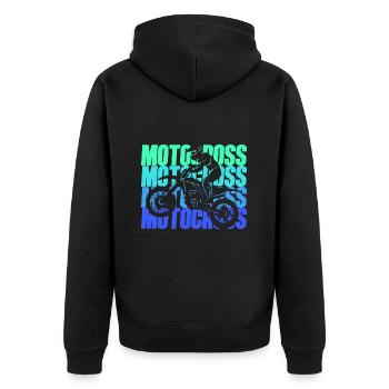 Moto Dirtbike Biker Enfants Garçons Motocross - Veste à capuche bio Premium Unisexe - noir - Dos - Nico (187cm)