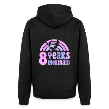 8 Anniversaire Fille 8 ans Sirène - Veste à capuche bio Premium Unisexe - noir - Dos - Nico (187cm)