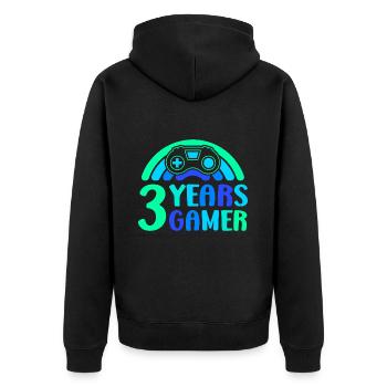 3ème anniversaire garçon 3 ans contrôleur de jeu - Veste à capuche bio Premium Unisexe - noir - Dos - Nico (187cm)