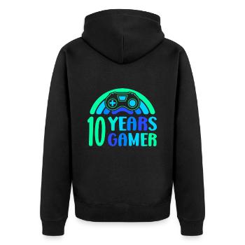 10th Birthday Boy 10 Years Controller Gaming - Unisex Premium Organic Zip Hoodie - black - Back - Nico (187cm)