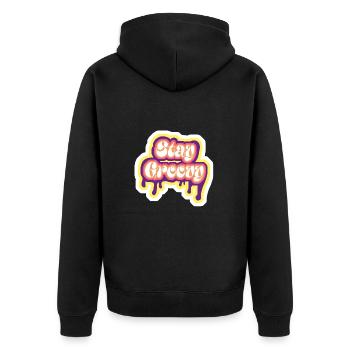 stay groovy and keep calm cooles design - Unisex Premium Bio Zip Hoodie - Schwarz - Hinten - Nico (187cm)
