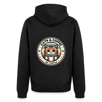 Le chat et le café, pas les gens - Veste à capuche bio Premium Unisexe - noir - Dos - Nico (187cm)