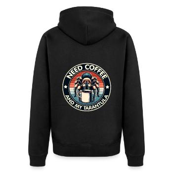 Brauche nur Kaffee und meine Vogelspinne - Unisex Premium Bio Zip Hoodie - Schwarz - Hinten - Nico (187cm)