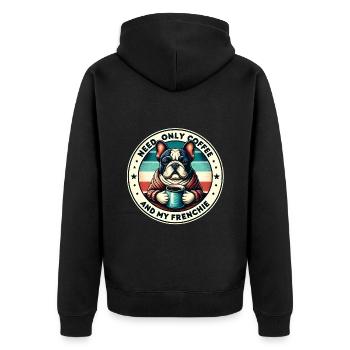 J’ai juste besoin de café et de mon Frenchie - Veste à capuche bio Premium Unisexe - noir - Dos - Nico (187cm)
