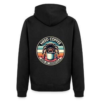 Brauche nur Kaffee und meine Vogelspinne - Unisex Premium Bio Zip Hoodie - Schwarz - Hinten - Nico (187cm)