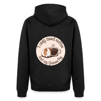 Brauche nur Kaffee und mein Meerschweinchen - Unisex Premium Bio Zip Hoodie - Schwarz - Hinten - Nico (187cm)