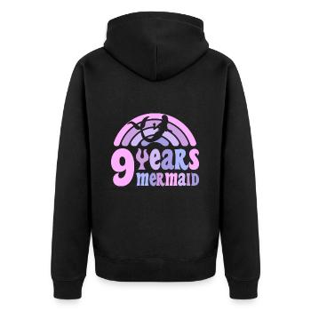 9 Anniversaire Fille 9 ans Sirène - Veste à capuche bio Premium Unisexe - noir - Dos - Nico (187cm)