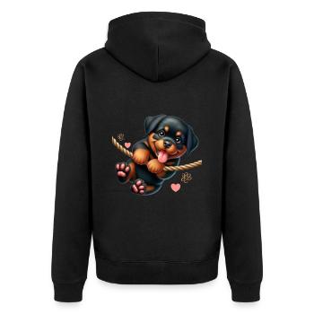 Rottweiler Hunde Liebe Welpe Herrchen Frauchen - Unisex Premium Bio Zip Hoodie - Schwarz - Hinten - Nico (187cm)