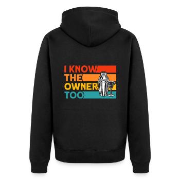 Barkeeper Kellner Service Geschenk - Unisex Premium Bio Zip Hoodie - Schwarz - Hinten - Nico (187cm)