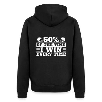 Fantasy Football Fantasy Football Meister Draft Da - Unisex Premium Bio Zip Hoodie - Schwarz - Hinten - Nico (187cm)