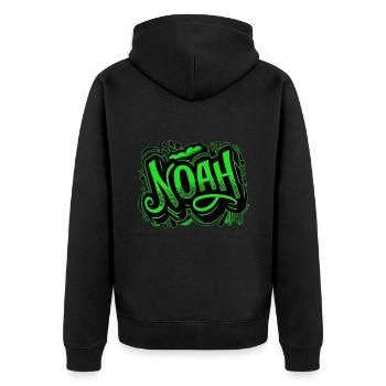 Noah Name Graffiti Green - Unisex Premium Organic Zip Hoodie - black - Back - Nico (187cm)