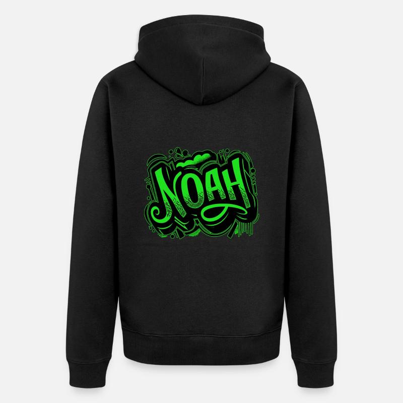 Noé Nom Graffiti Vert - Veste à capuche bio Premium Unisexe - noir