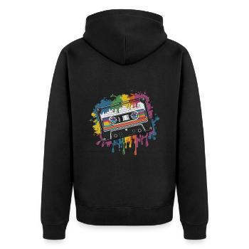 80s Retro Cassette Splash Classic Cassette Tape - Unisex Premium Bio Zip Hoodie - Schwarz - Hinten - Nico (187cm)