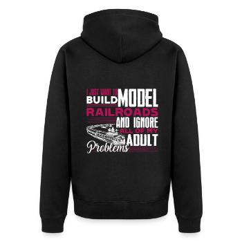 Model Railroad Build Model Railroads - Unisex Premium Organic Zip Hoodie - black - Back - Nico (187cm)