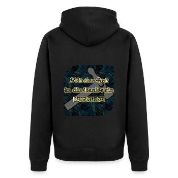 Mit der Axt in die Bank rein [STYLEZ] - Club WoW - Unisex Premium Bio Zip Hoodie - Schwarz - Hinten - Nico (187cm)
