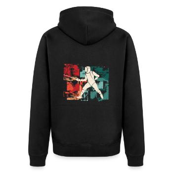 Fechten Fechtsport Degen Vintage Fechter - Unisex Premium Bio Zip Hoodie - Schwarz - Hinten - Nico (187cm)