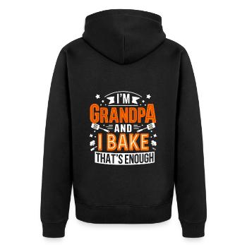 Ich bin Opa und backe lustiger Opa Bäcker Spruch. - Unisex Premium Bio Zip Hoodie - Schwarz - Hinten - Nico (187cm)