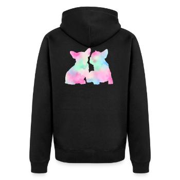 French Bulldog - Unisex Premium Bio Zip Hoodie - Schwarz - Hinten - Nico (187cm)