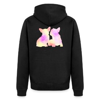 French Bulldog - Unisex Premium Bio Zip Hoodie - Schwarz - Hinten - Nico (187cm)
