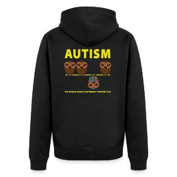 Autism the world from a different perspective - Unisex Premium Organic Zip Hoodie - black - Back - Nico (187cm)