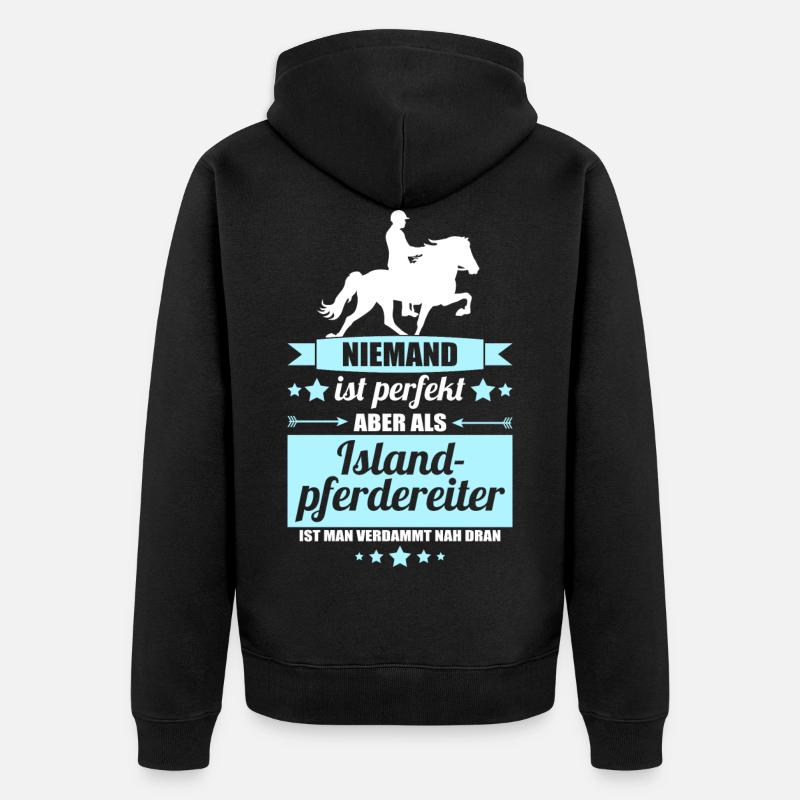 Islandpferdereiter - Unisex Premium Bio Zip Hoodie - Schwarz