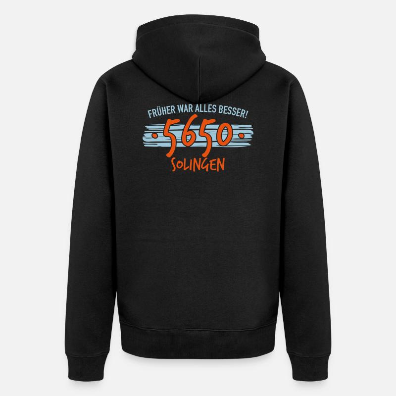 Früher 5650 Solingen - Unisex Premium Bio Zip Hoodie - Schwarz