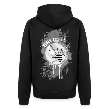 Breizh Bagpipe - Veste à capuche bio Premium Unisexe - noir - Dos - Nico (187cm)