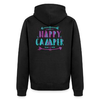 Camping Shirts - Happy Camper - Unisex Premium Bio Zip Hoodie - Schwarz - Hinten - Nico (187cm)