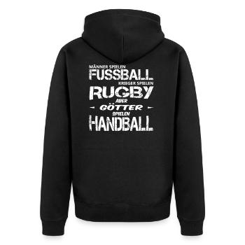 Handball Shirt - Dieux jouant au handball - Veste à capuche bio Premium Unisexe - noir - Dos - Nico (187cm)